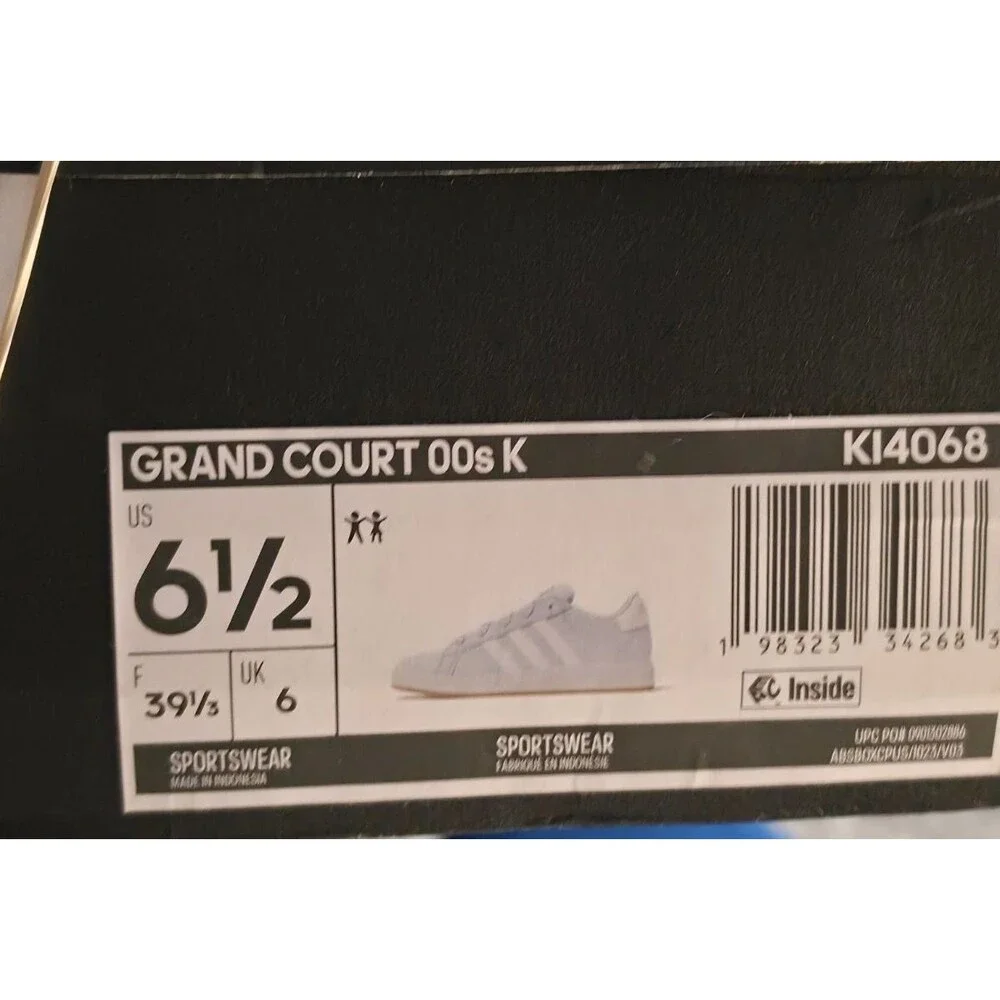 adidas Grand Court 00s Kids 6.5 Light Blue White Gum Sneakers KI4068 NIB